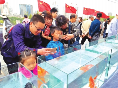 長(zhǎng)假期間，有趣的活動(dòng)吸引了市民圍觀